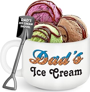 Gifts for Dad from Daughter Son, Dad Gifts for Fathers Day, Cool Birthday Present for Father Step Bonus New Dad's Ice Cream Bowl with Shovel Spoon Set, Best Ideal Christmas