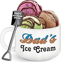 Sensi Blue Valentines day Birthday Gifts for Dad from Daughter Son, Dad Gifts for Fathers Day, Cool Present for Father Step Bonus New Dad's Ice Cream Bowl with Shovel Spoon Set, Best Ideal Christmas