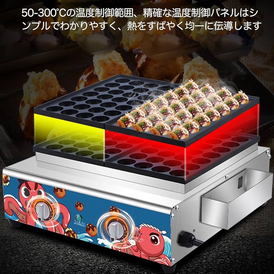 Amazon | RAAKIMO たこ焼き器 たこ焼器 電熱型 56穴 50-300℃の
