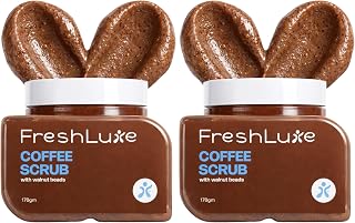 FreshLuxe Coffee Crush Face Scrub with Coffee Arabica for Detan & Exfoliation - 170g, Pack of 2 | Natural, Paraben-Free Fo... Price In India