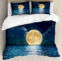 Vista 234 de Ambesonne Juego de funda de edredón de pesca, lubina de boca grande atrapando un bocado en espray de agua, imagen salvaje, juego de cama decorativo