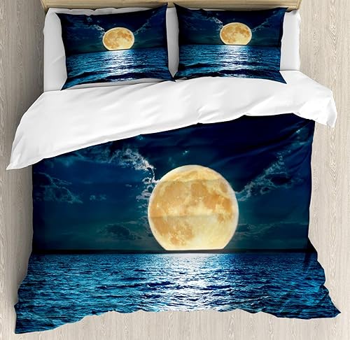 Miniatura 234 de Ambesonne Juego de funda de edredón de pesca, lubina de boca grande atrapando un bocado en espray de agua, imagen salvaje, juego de cama decorativo