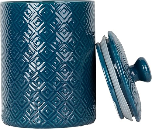 Vista 3 de 10 Strawberry Street Juego de recipientes de cocina con relieve de diamante, juego de 3, azul diamante Diamante azul