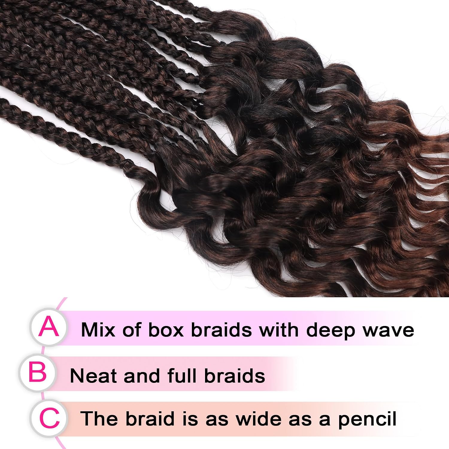 Crochet Box Braids 24 Inch Goddess Box Braids Crochet Hair for Black Women Pre Looped 7 Packs Pre Braided Wavy Crotchet Hair Extensions (T30)
