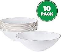 Vista 9 de Plasticpro - Platos de fiesta con diseño floral de plástico blanco con borde dorado, platos desechables pesados, elegantes y de alta calidad