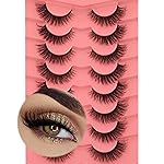 False Eyelashes Natural Mink Lashes 15mm Wispy Curly Eyelashes 5D Fluttery Volume Cat Eye Fake Lashes Pack 8 Pairs by Yawamica