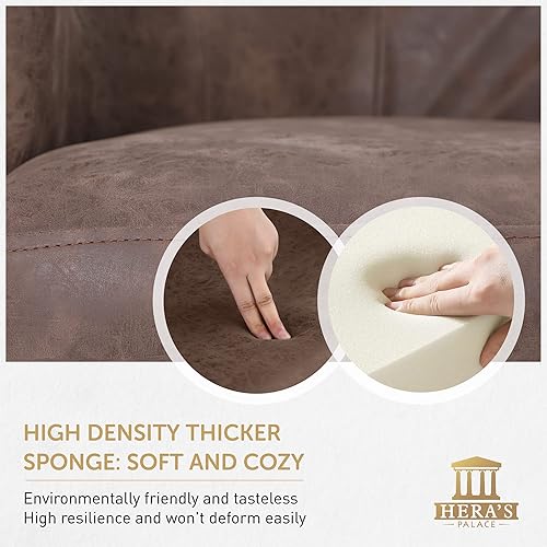 Miniatura 6 de HERAS PALACE Taburetes de bar giratorios taburete giratorio de altura de mostrador con reposabrazos y respaldo moderno taburete de bar de piel