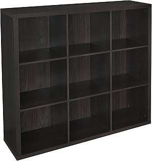 9 Cube Storage Shelf Organizer Bookshelf with Back Panel, Easy Assembly, Wood, Black Walnut