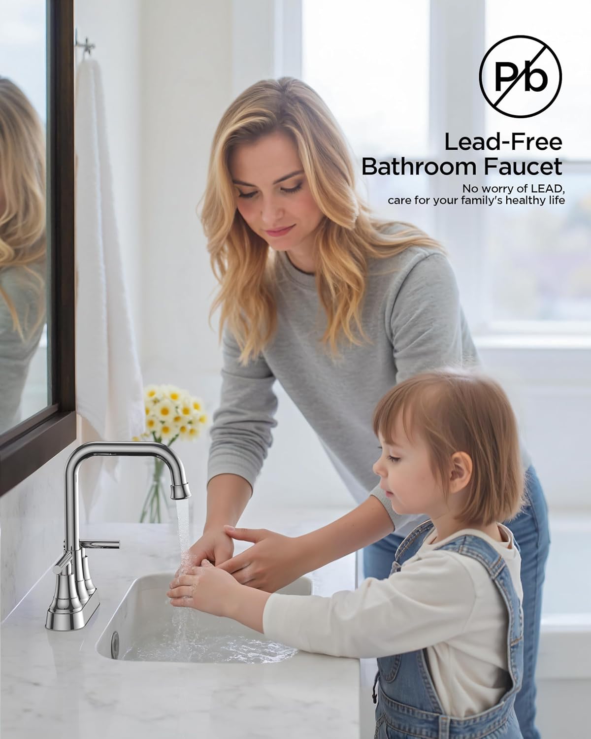 FORIOUS Bathroom Faucets for Sink 3 Hole Chrome, 4 Inch Centerset Bathroom Sink Faucet 2 Handle with Pop-up Drain and Supply Hoses for Vanity RV Laundry Farmhouse - Image 6