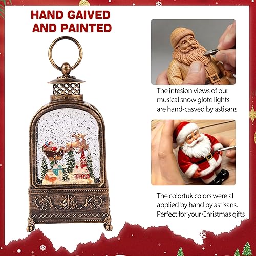 Miniatura 4 de Village - Globo de nieve de Navidad, 10.2 luces musicales de globo de nieve con temporizador de 6 horas y alimentado por USB, globos de nieve con