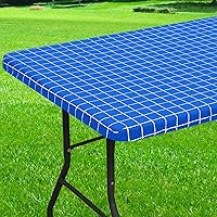 Vista 35 de Mantel rectangular, manteles de plástico elásticos ajustables con parte trasera de franela para mesas de 4 pies, manteles de vinilo impermeables