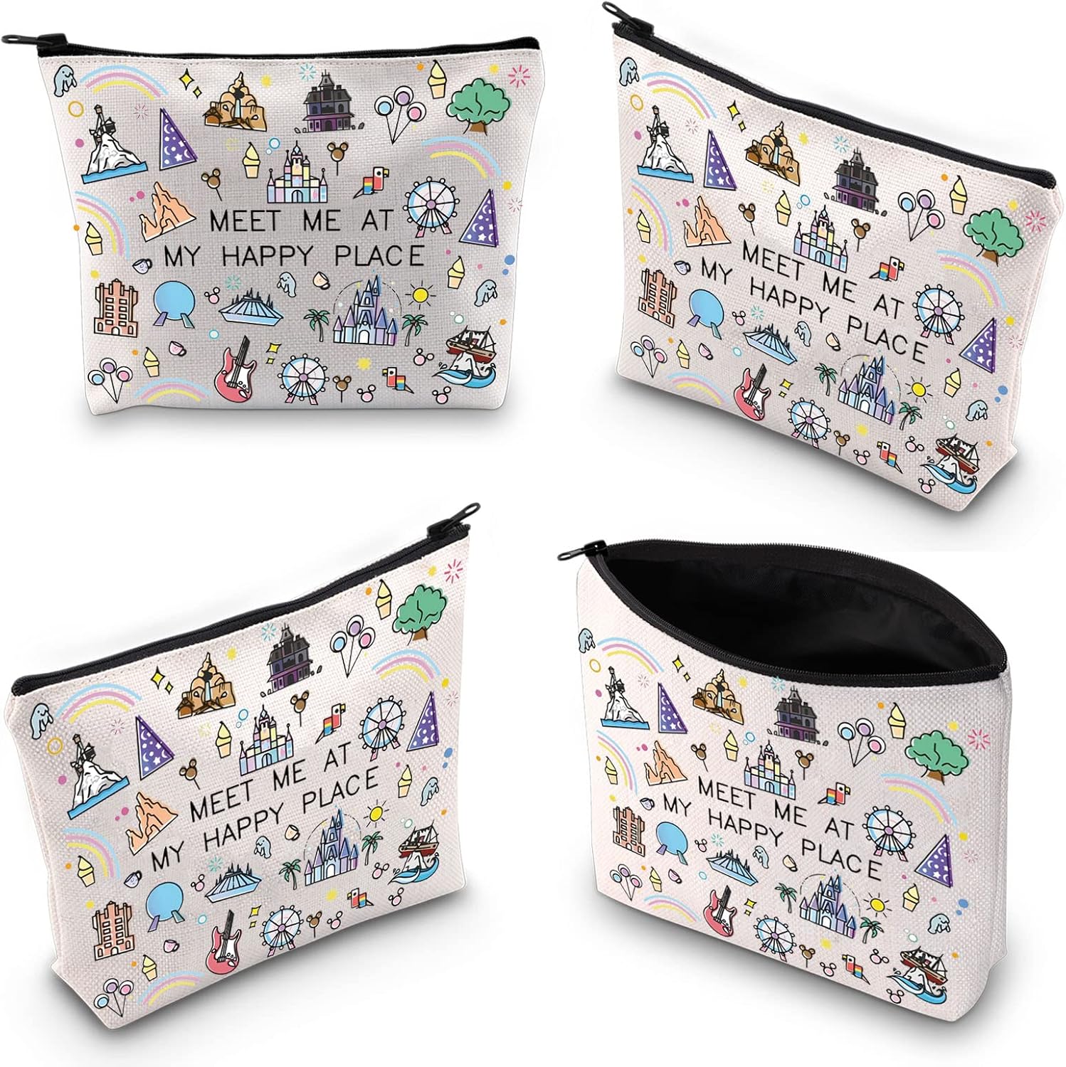 Princess Merchandise Amusement Park Gift Amusement Park Merch Princess Castle Makeup Bag Magic Zipper Bag Recreation Facility Gift (Happy Place) - Image 7