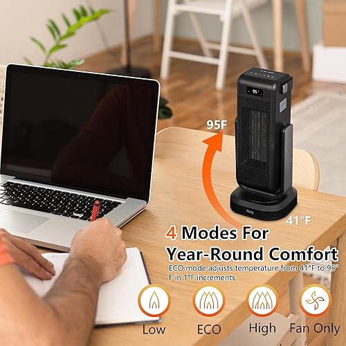 Miniatura 4 de Calentador de espacio, calentador eléctrico rápido de 1500 W para uso en interiores con control remoto y aplicación Bluetooth, calentador pequeño