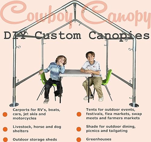 Miniatura 4 de 10' x 20' High Peak Canopy Fittings, DIY RV & Boat Carport, 1" EMT Metal Frame Parts
