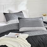Litanika Oversized Alaskan King Comforter Set Black White Grey 128x120-3 Pieces Lightweight Colorblock Stripe Fluffy Bedding Comforter Sets, All Season Bed Set