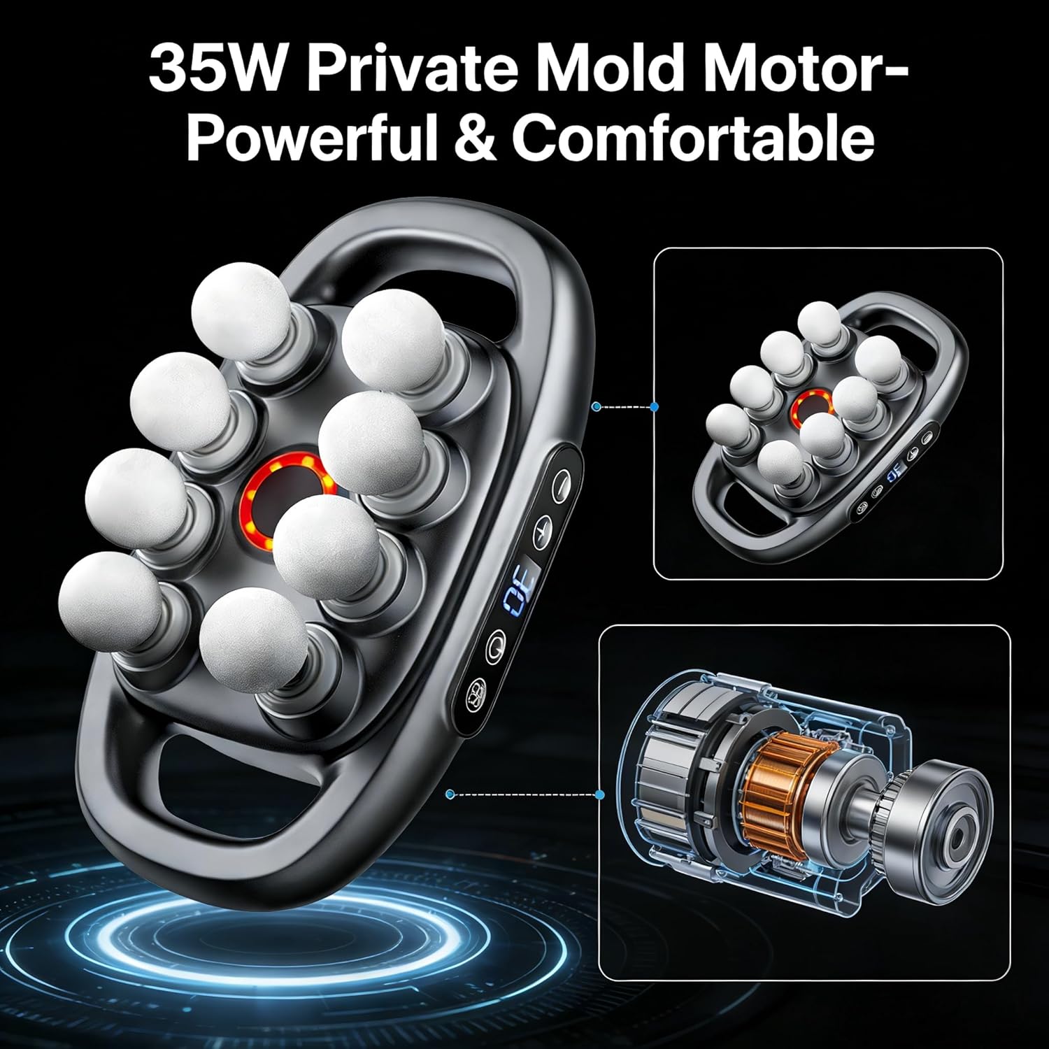 8-Head Massage Gun Set with 9 Levels & 9 Modes, Massage Gun Deep Tissue Neck Massager with 8 Heads, for Deep Tissue, Back, Shoulders, Legs, Pain Relief - Image 7