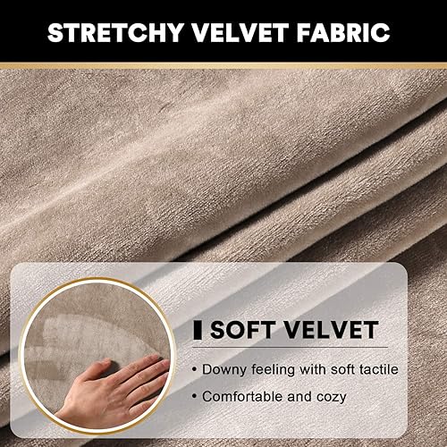 Vista 130 de PrinceDeco Fundas para sofá modular, 4 piezas, fundas de sofá para sofá seccional, fundas de terciopelo separadas para sofá seccional, en forma de L
