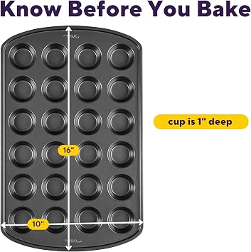 Wilton Gold Premium Non-Stick Warp-Resistant Bakeware, Made without PFAs, Muffin Pan, 24-cup, 16x10x1 in, Packaging May Vary