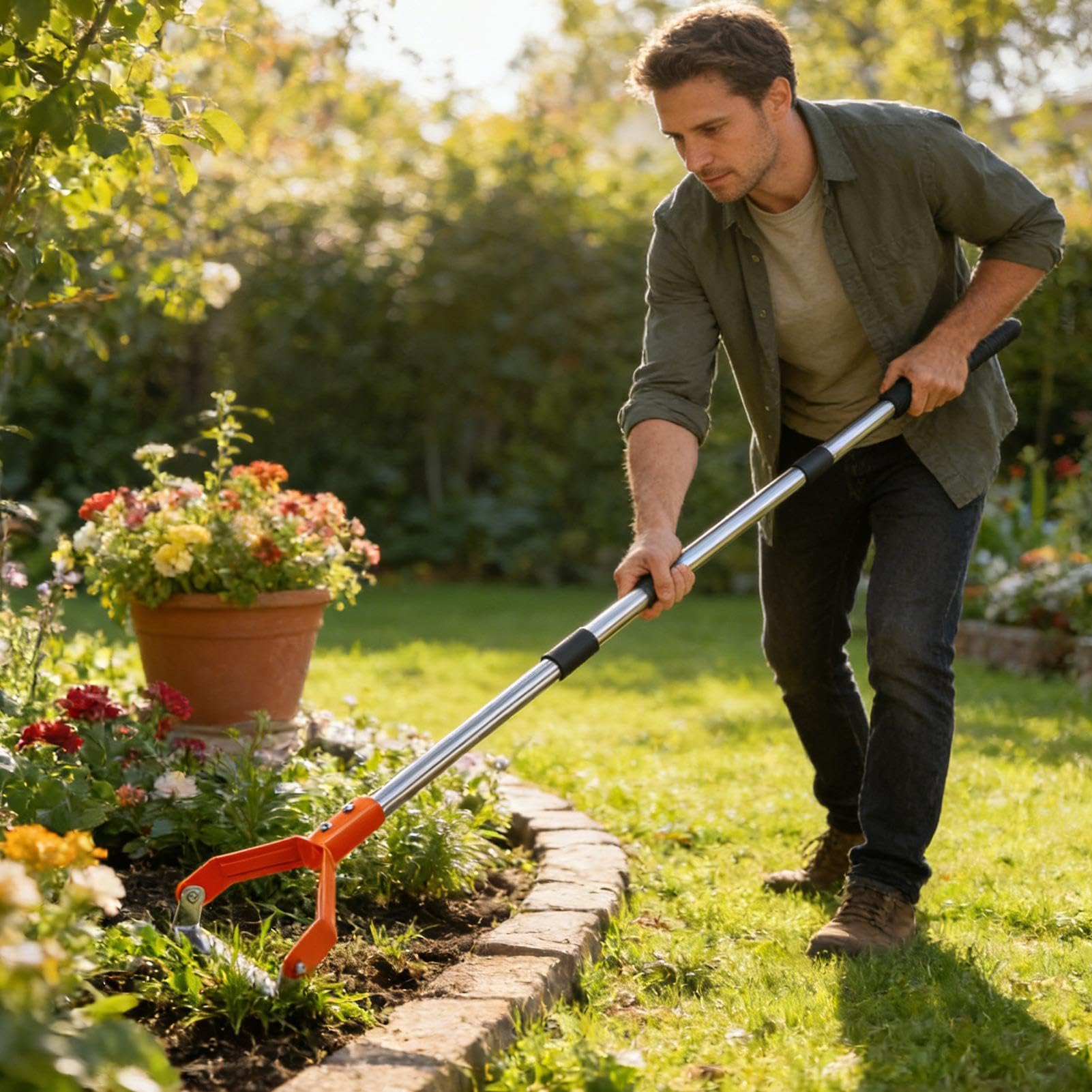 Generisch Azada | Rastrillo manual de alto rendimiento, azada de escarda para jardinería, para excavar, aflojar, pinchar bordes, surcos, patios, granjas, terrazas