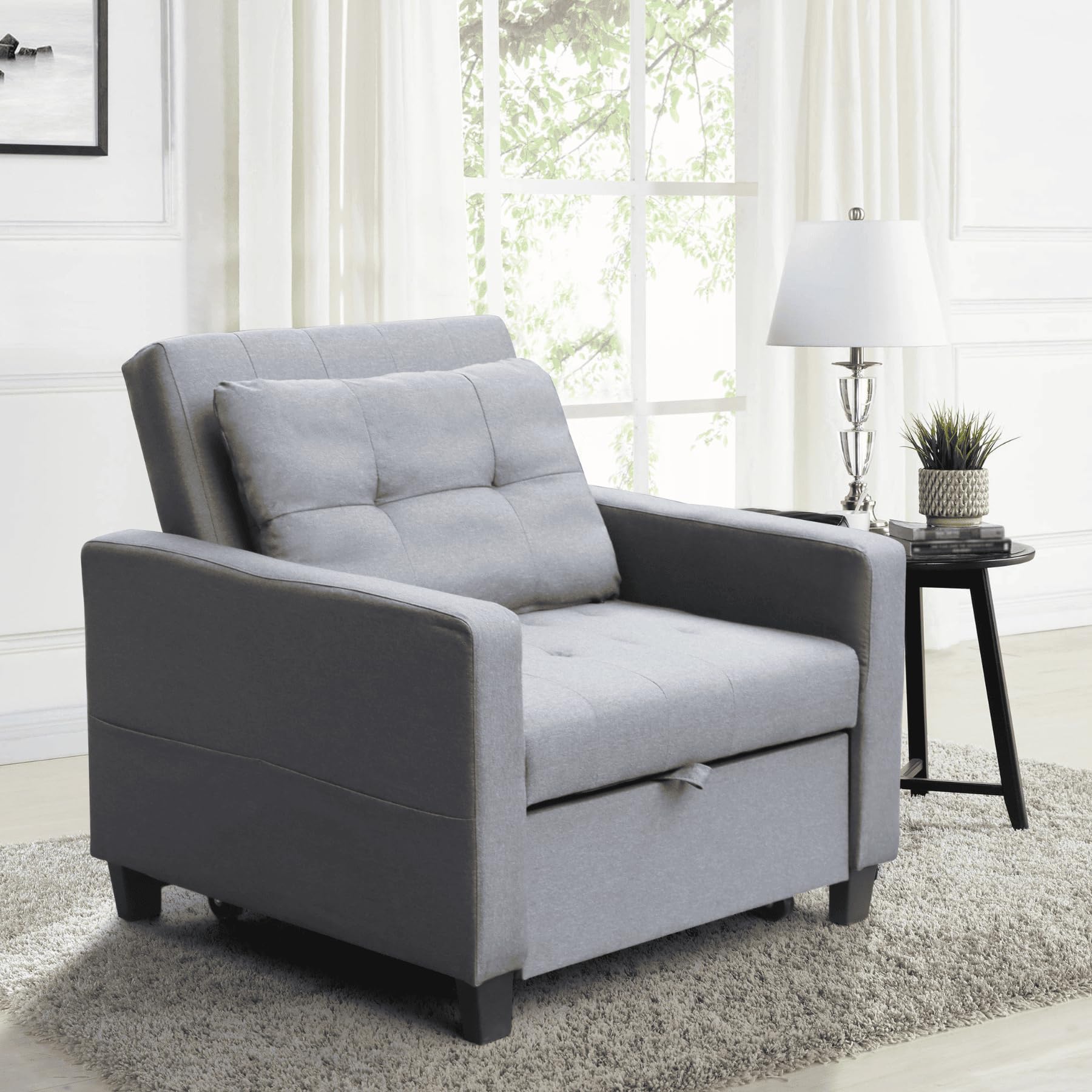 Home Source Sofa Bed - Linen - Dark Grey - Extra Small