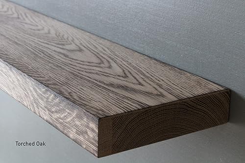 Miniatura 10 de Urban Legacy Estantes flotantes modernos de madera dura, juego de 2, acabado soplado (48 x 7 x 2 pulgadas, café de roble soplado)