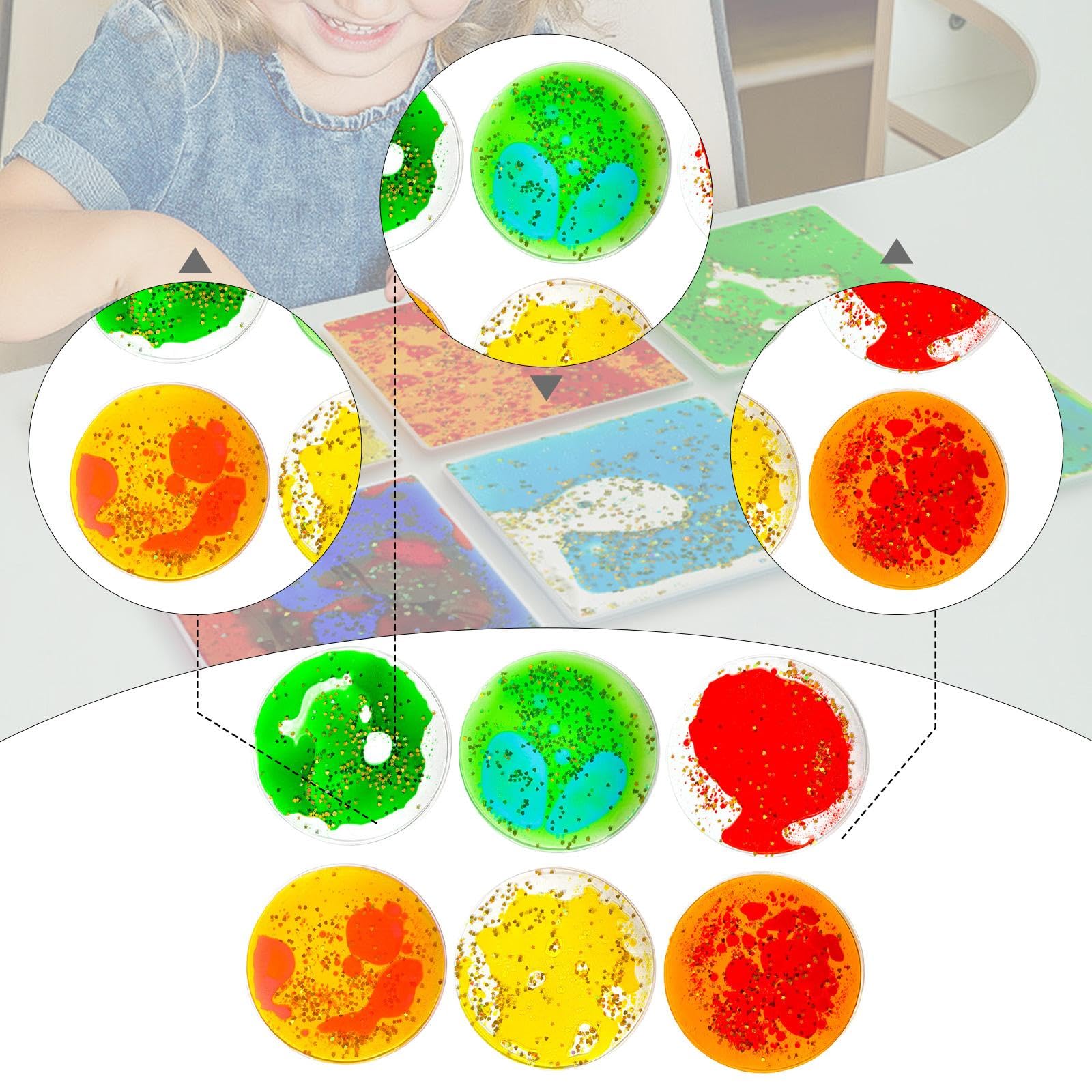 6 Pezzi Giocattolo Sensoriale in Gel Morbido Liquido, Giocattolo di Movimento Liquido, Regalo Giocattolo, Giocattolo Sensoriale per Bambini, Cerchio