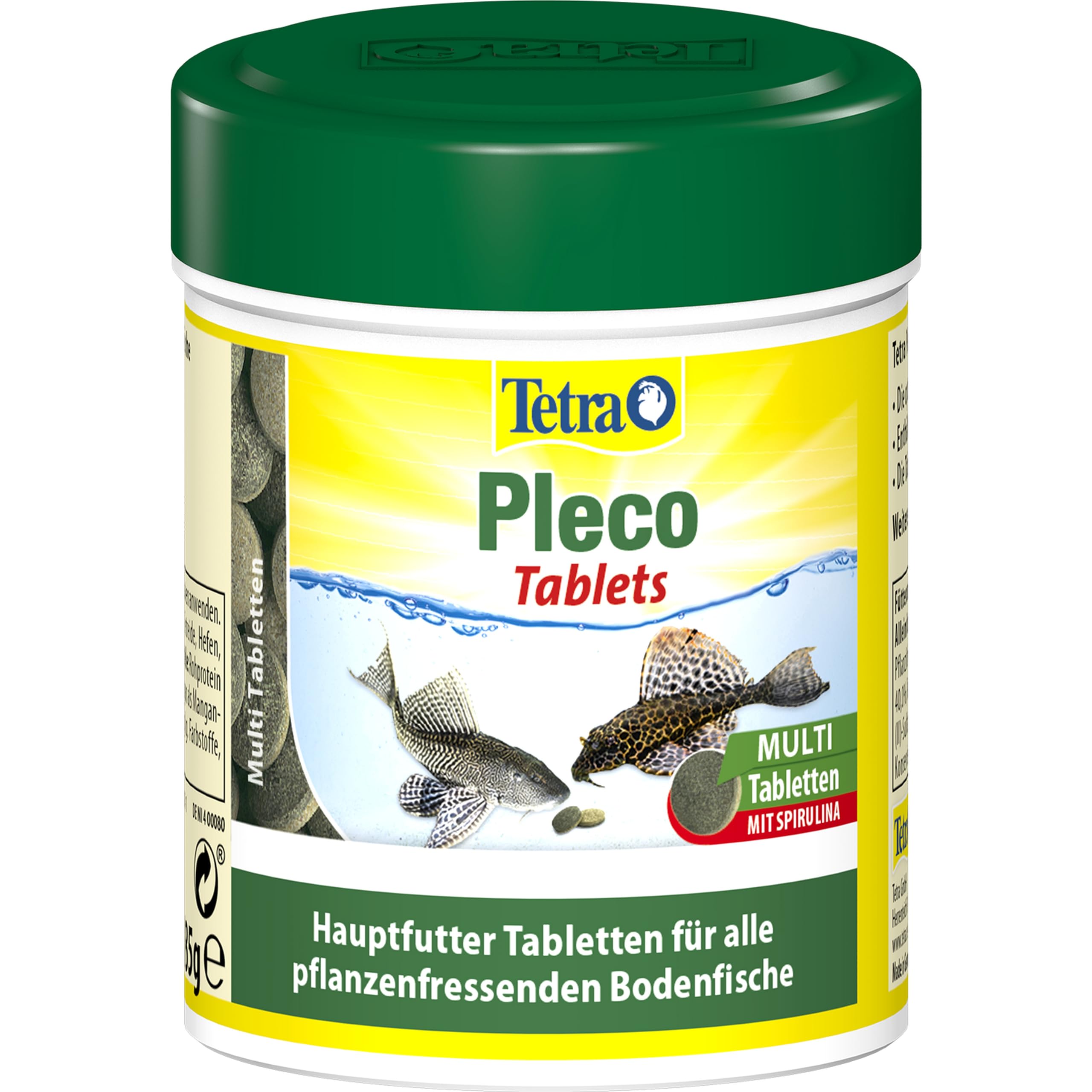 Tetra Pleco Tablets - Alimento rico en nutrientes para peces de fondo herbívoros, lata con 275 pastillas