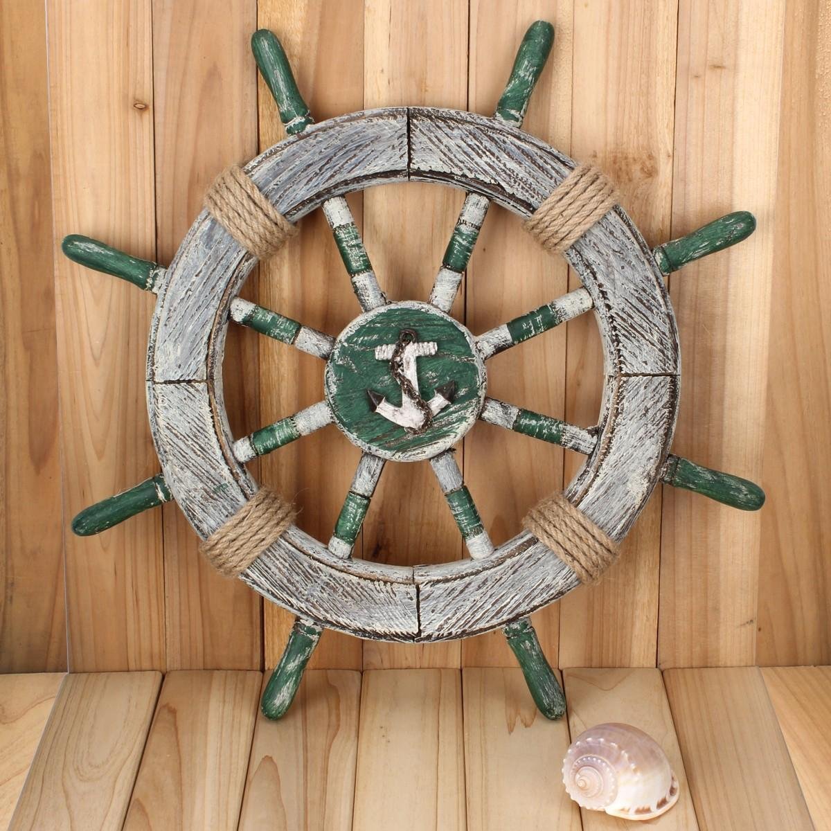 Pagaia Decorativa In Legno 40 Cm - Tema Marino Con Conchiglie, Per Parete - Foto 3