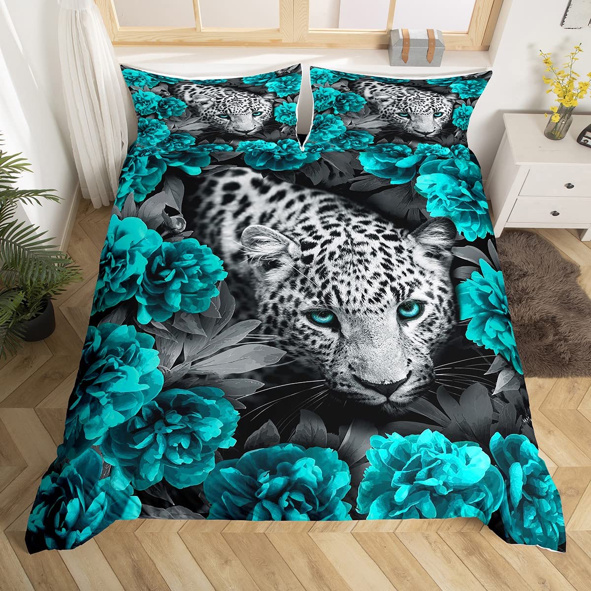 Set Di Biancheria Da Letto In Cotone 100% Con Stampa Leopardo 3D – Copripiumino E Federa (135x200 Cm) - 4