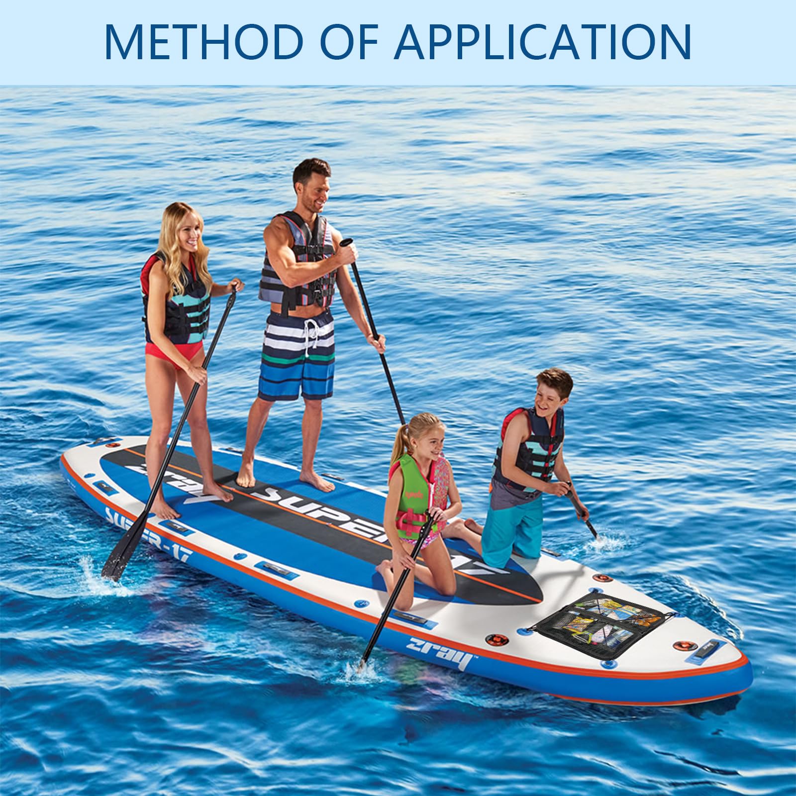 Tavola da surf, borsa da surf, borsa da tavola marina, borsa in rete per kayak, barca, canoa, rafting (nero)