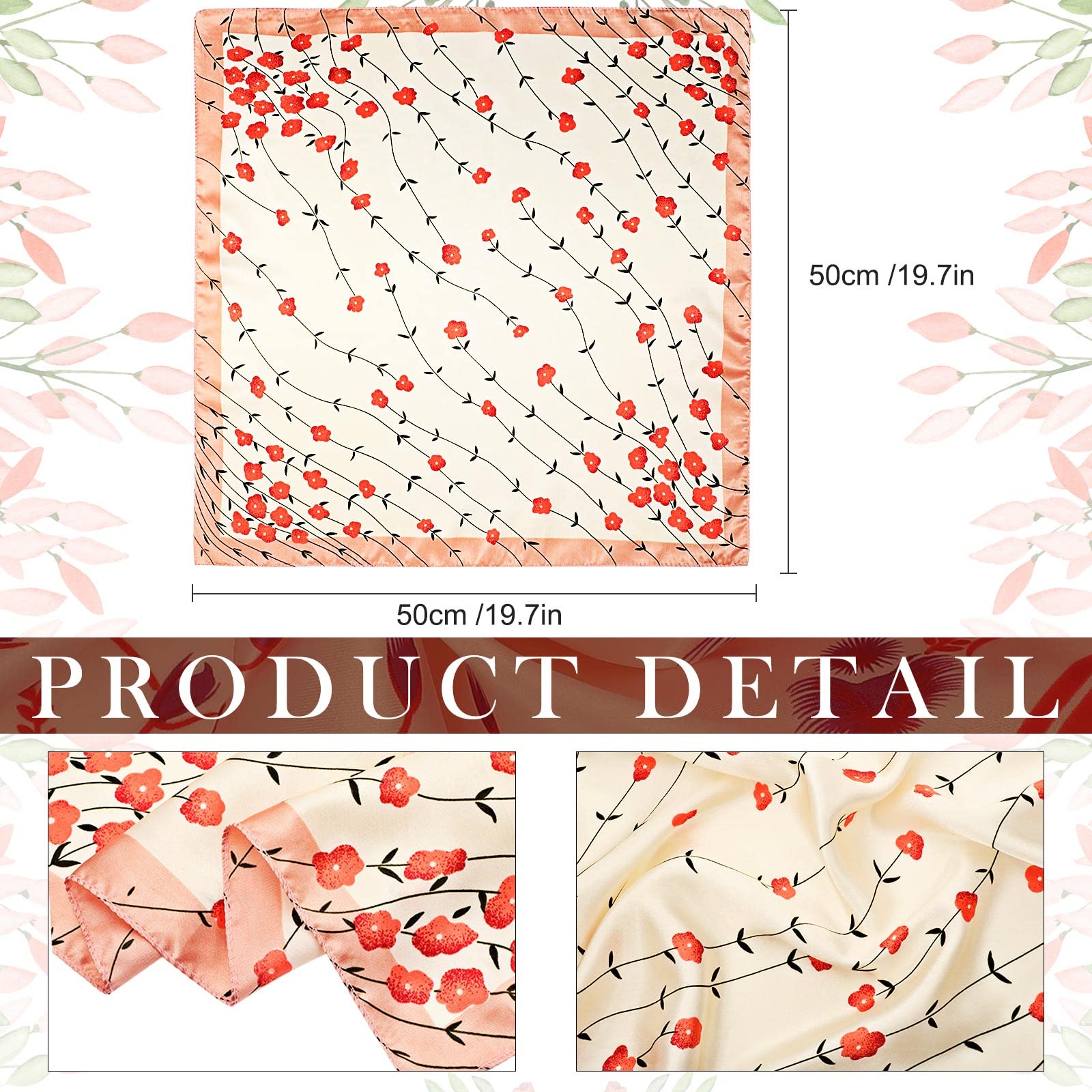 Handepo Lot de 40 foulards carrés en satin pour femme - Couleurs mélangées - 50 cm