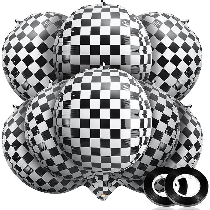 Buy 14 Pieces Racing Party Decorations Foil Checkerboard Balloons 22