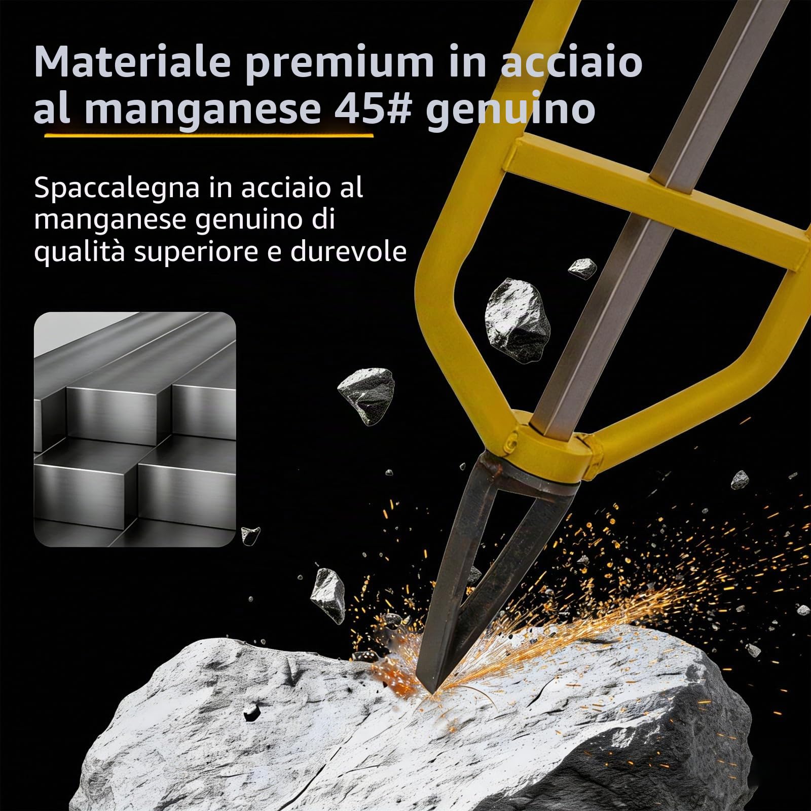 Spaccalegna manuale per impieghi gravosi, attrezzo scorrevole per spaccare la legna da ardere disponibile in 2 misure, spaccalegna portatile, spacca la legna da ardere in pochi secondi(Small)