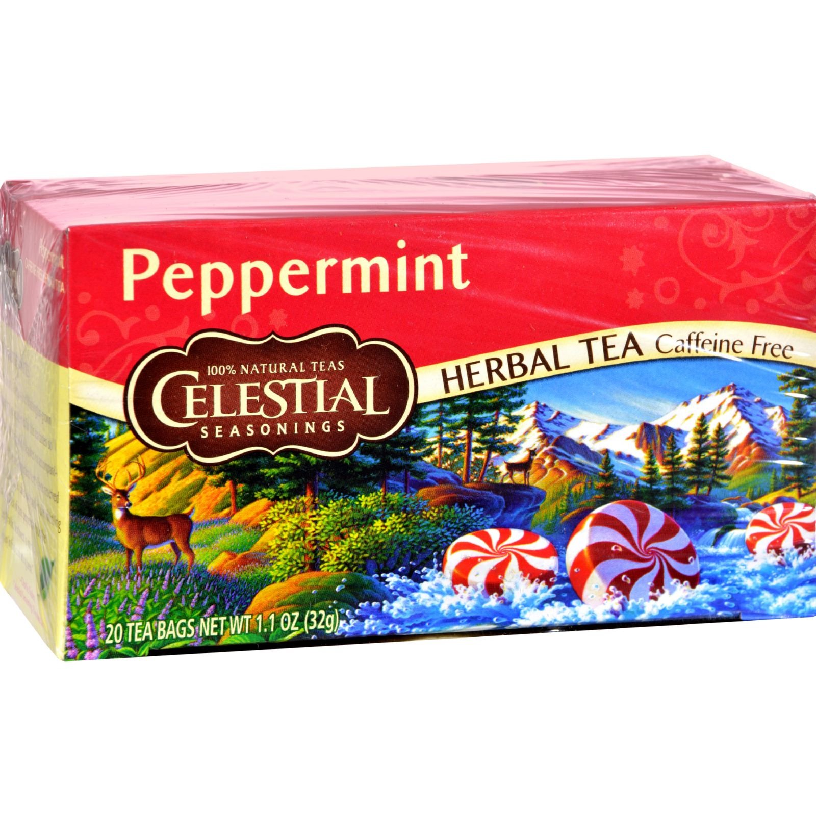 Celestial SeasoningsHerbal Tea Peppermint Caffeine Free 20 Bags Pack Of 6 20 Count (Pack of 6)