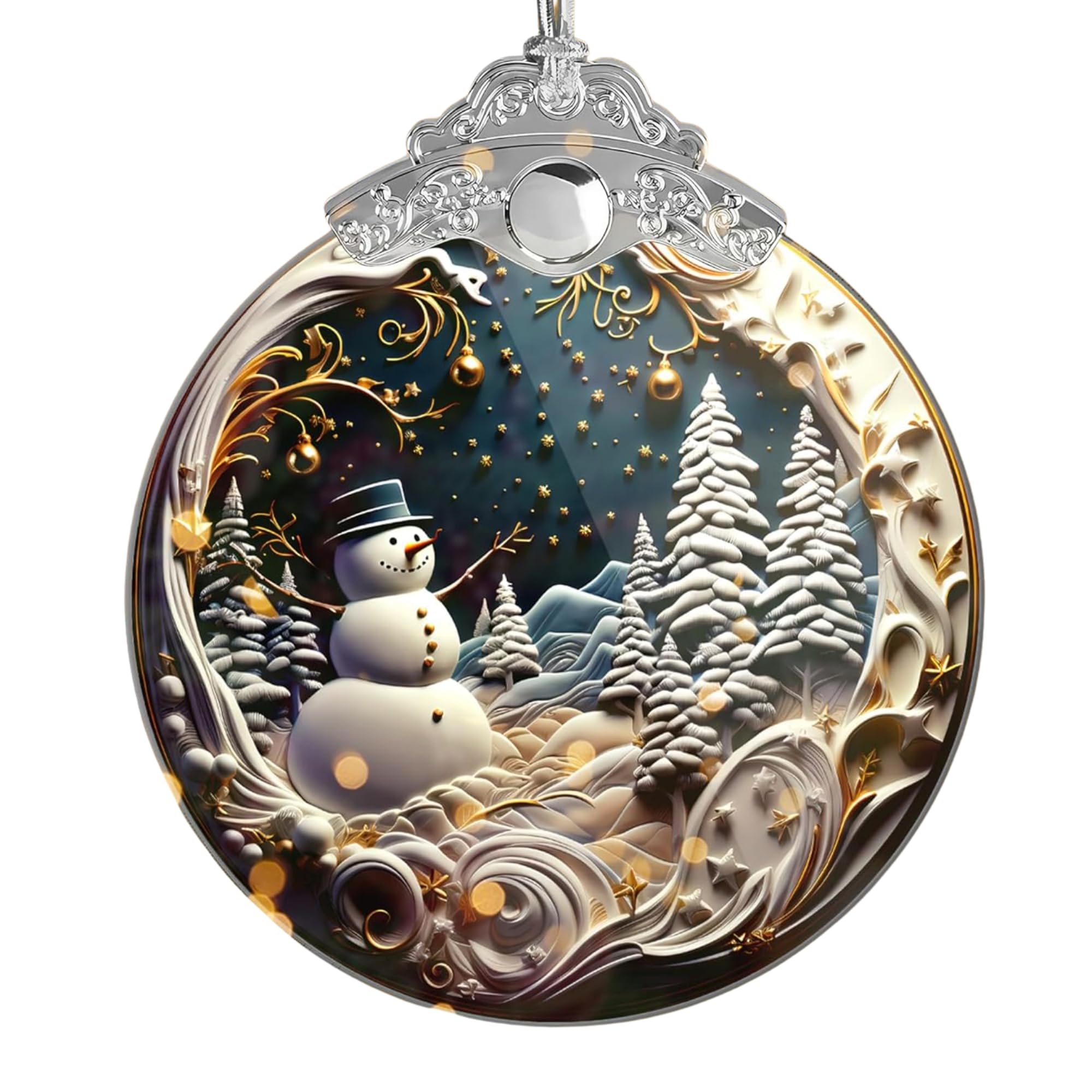 Christmas Ornaments 2024, Snowman, Unique Christmas Ornaments 4 Inch Acrylic Ornament Art, Holiday Decoration, Car Interiors Decors, 2024 Christmas Ornament