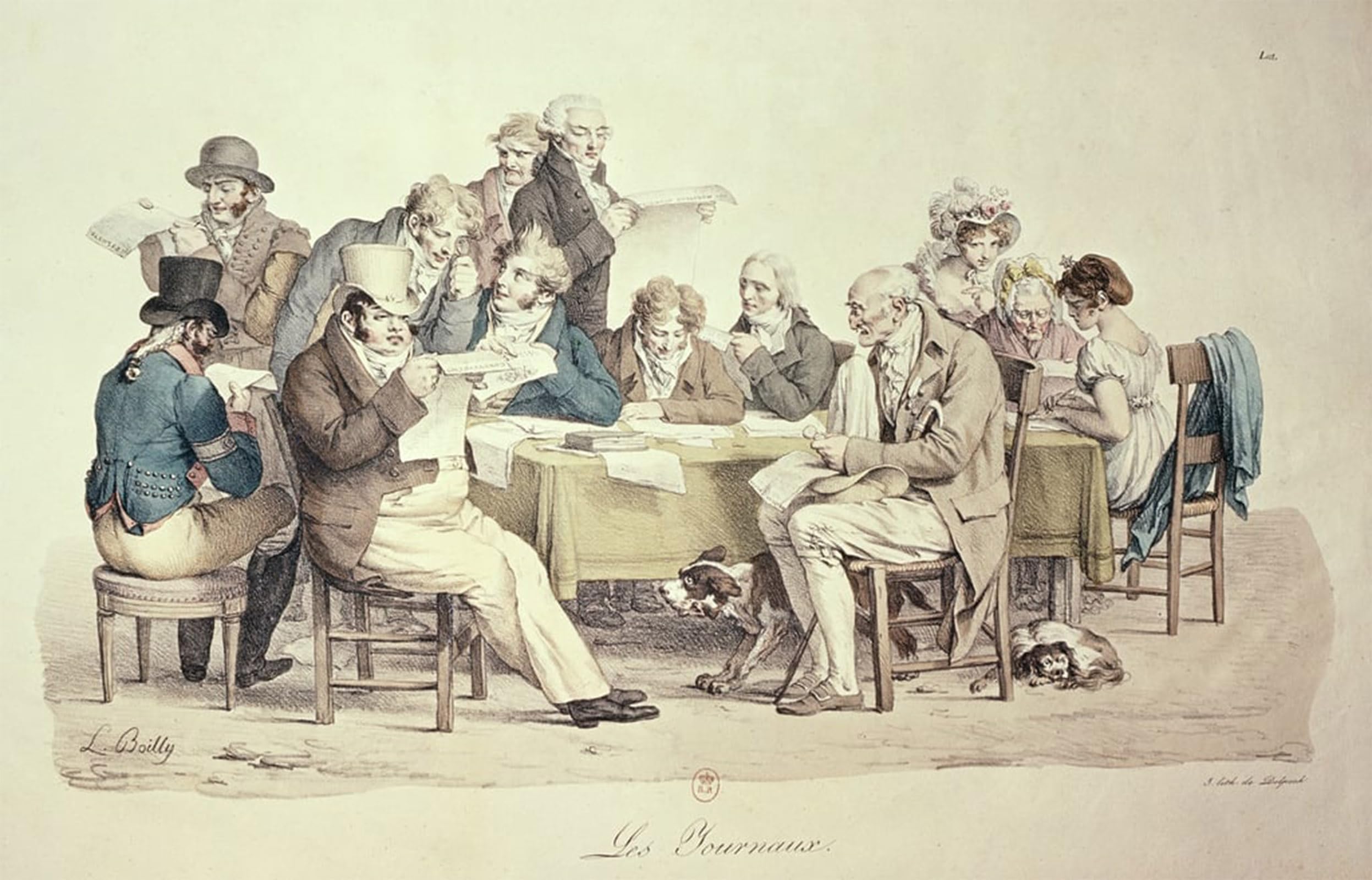 SERENDIPITP Retro Picture Poster Wall Art Pictures Painting the Newspapers Engraved by Louis Leopold Boilly Wall Art Canvas Print for Wall Decor 60x90cm