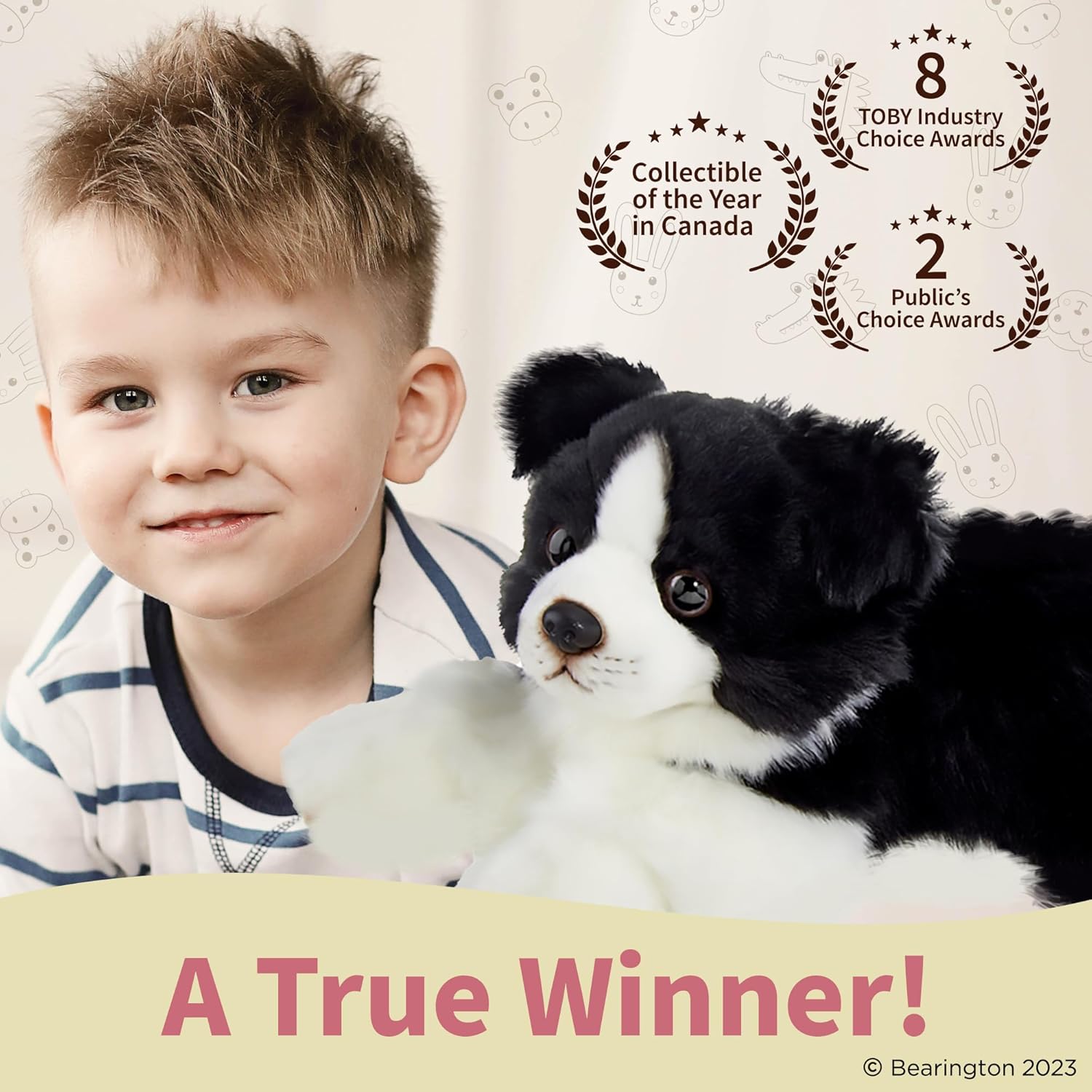 Bearington Dog Stuffed Animal Realistic Dog Plush Border Collie Shep Cute Plushies for Kids Boys & Girls - 13" - Image 4