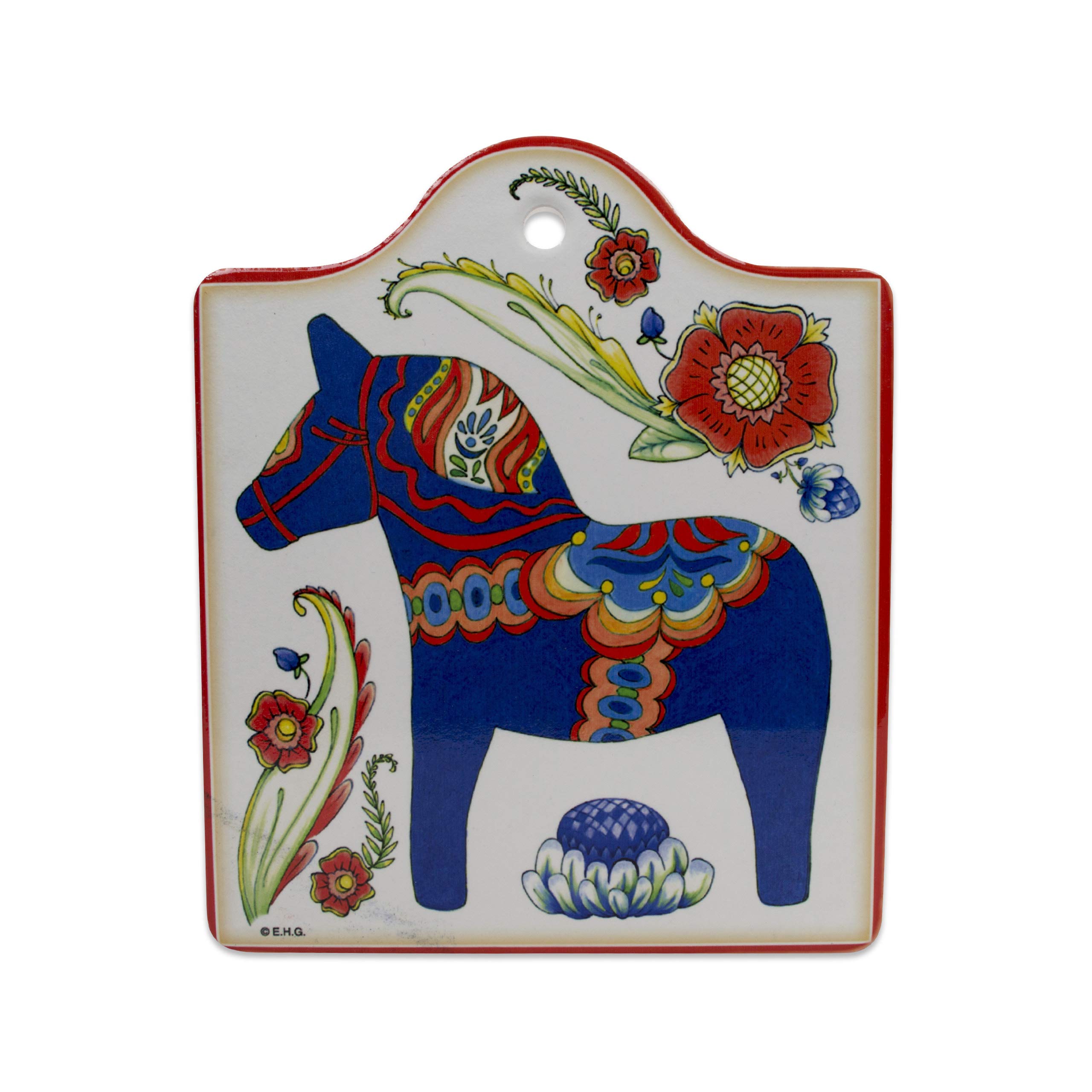 Swedish Themed Blue Dala Horse Porcelain Cheeseboard Decorative 7.5