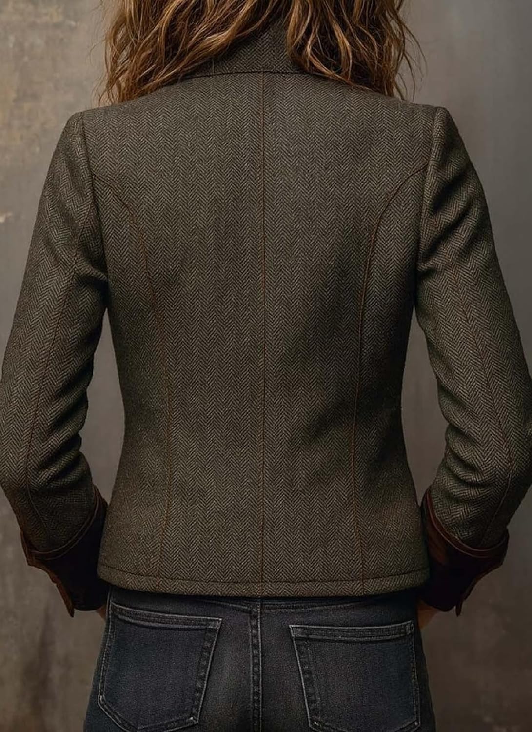 Women's Military Style Jacket with Suede Cuffs Olive Green Wool Blend Coat for 2025 Fall Winter Official Wearing