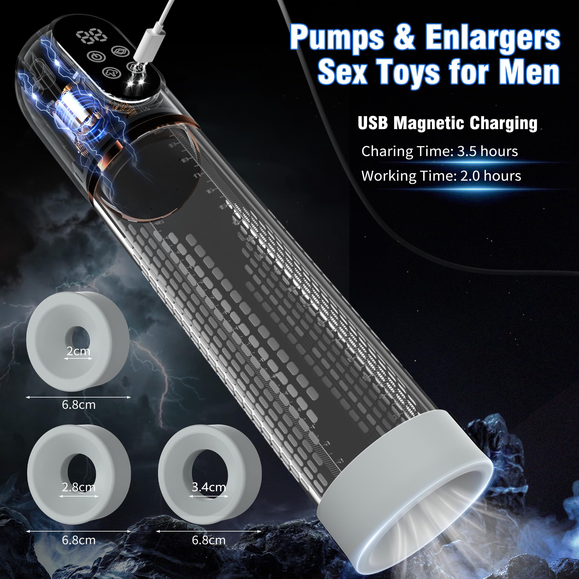 HIVEFUN Masturbatore Uomo Pompa Pene, Masturbtore per Pene con 4 Modalità di Aspirazione e Modalità di Allenamento Automatica Sex Toy Uomo, Nasturbatore Impermeabile IPX7 Sexy Toys Vacuum Device