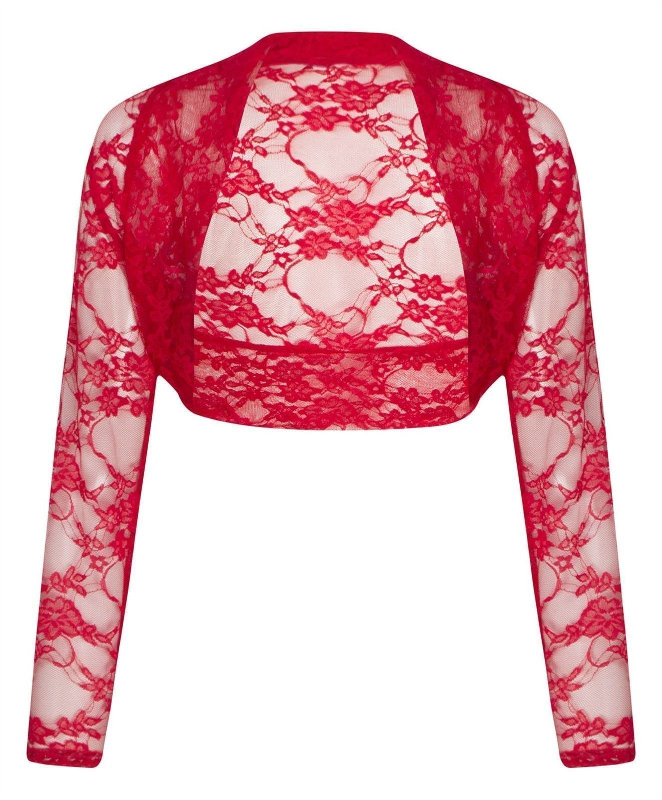 Zee Fashion Women's Red Lace Shrug Bolero