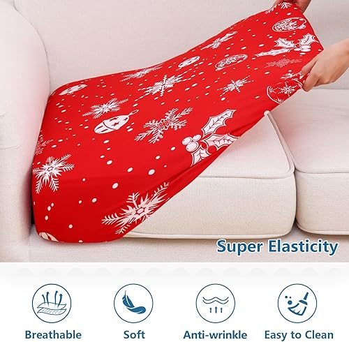 Miniatura 5 de hyha Fundas de cojín para sofá estampadas, fundas florales lavables para sofá de 3 cojines, fundas de cojín de exterior con patrón elástico para
