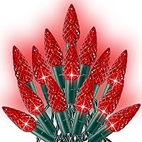 Vista 9 de Dazzle Bright Tira de luces de Navidad C6, 100 LED de 33 pies, luces de Navidad para exteriores, impermeables, conectables, 8 modos de luces