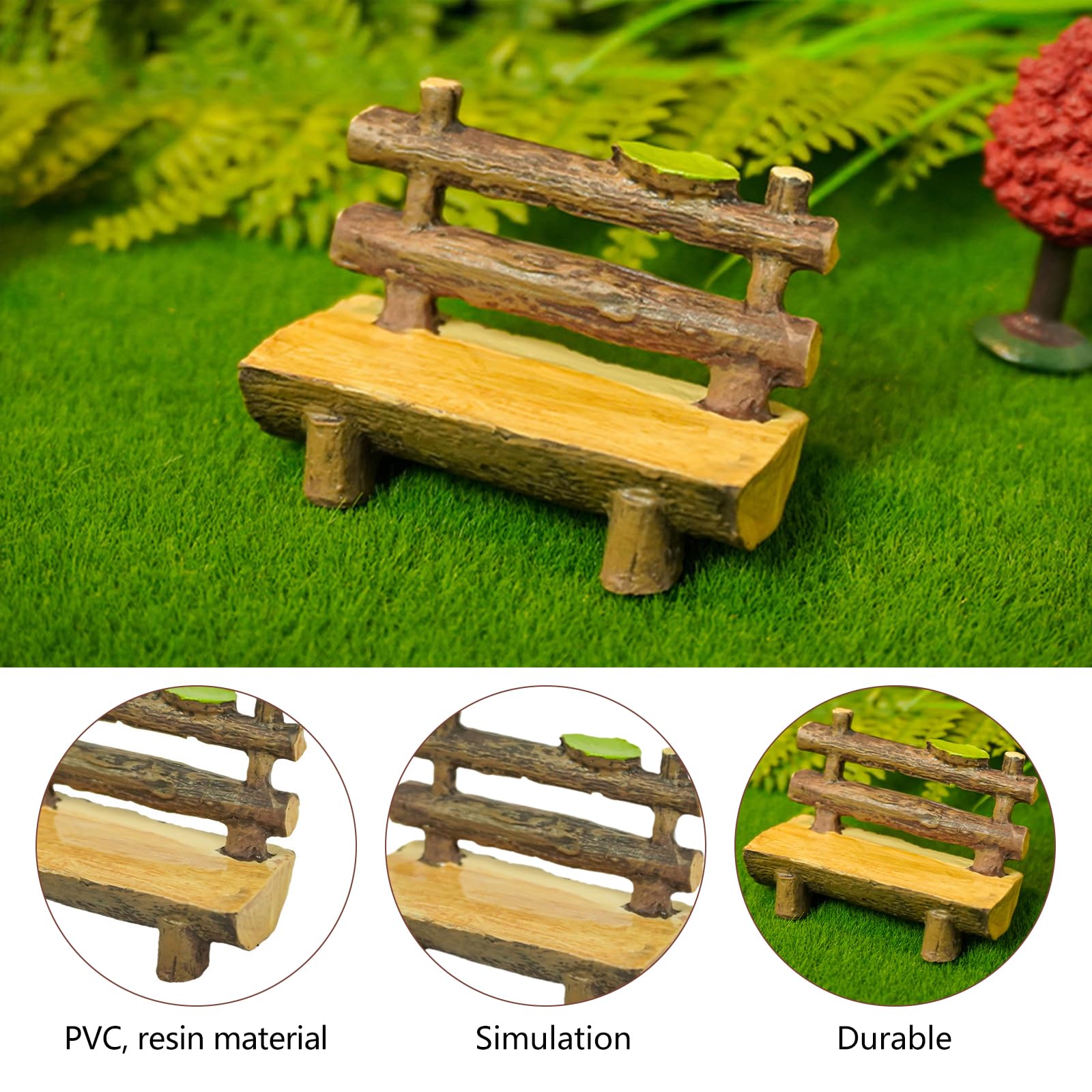 HEMOTON Mini Panca In Legno Per Giardino Delle Fate: Decorazione In Miniatura Per Casa Delle Bambole, Terrari E Ornamenti Fai Da Te