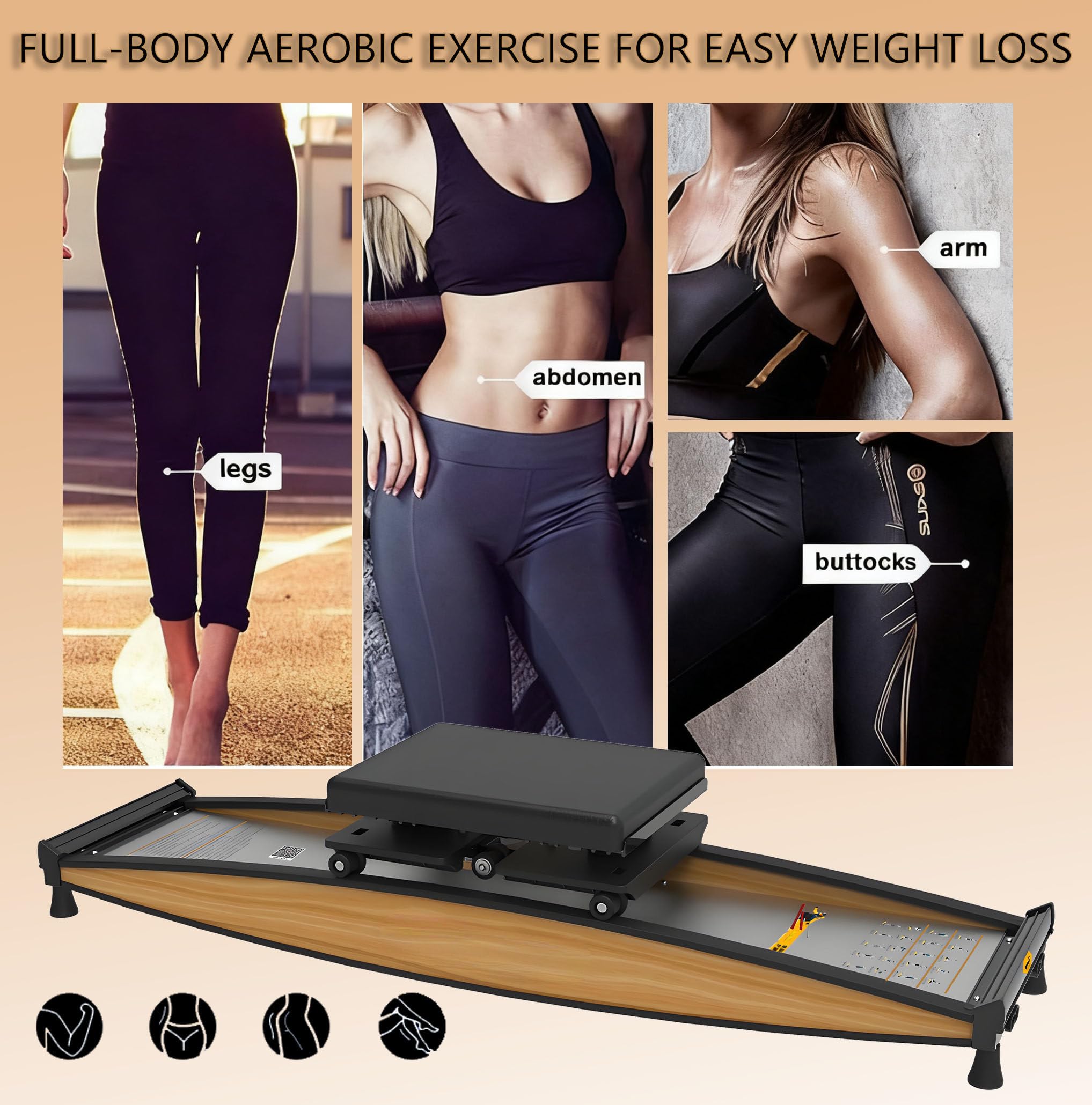 Simulador de Esquí para Hogar, Máquina de Ejercicio de Esquí, Equipo de Entrenamiento Cruzado 3D, Capacidad 150 kg, Entrenador de Equilibrio para Piernas Abdomen y Núcleo con Bastones Esquí