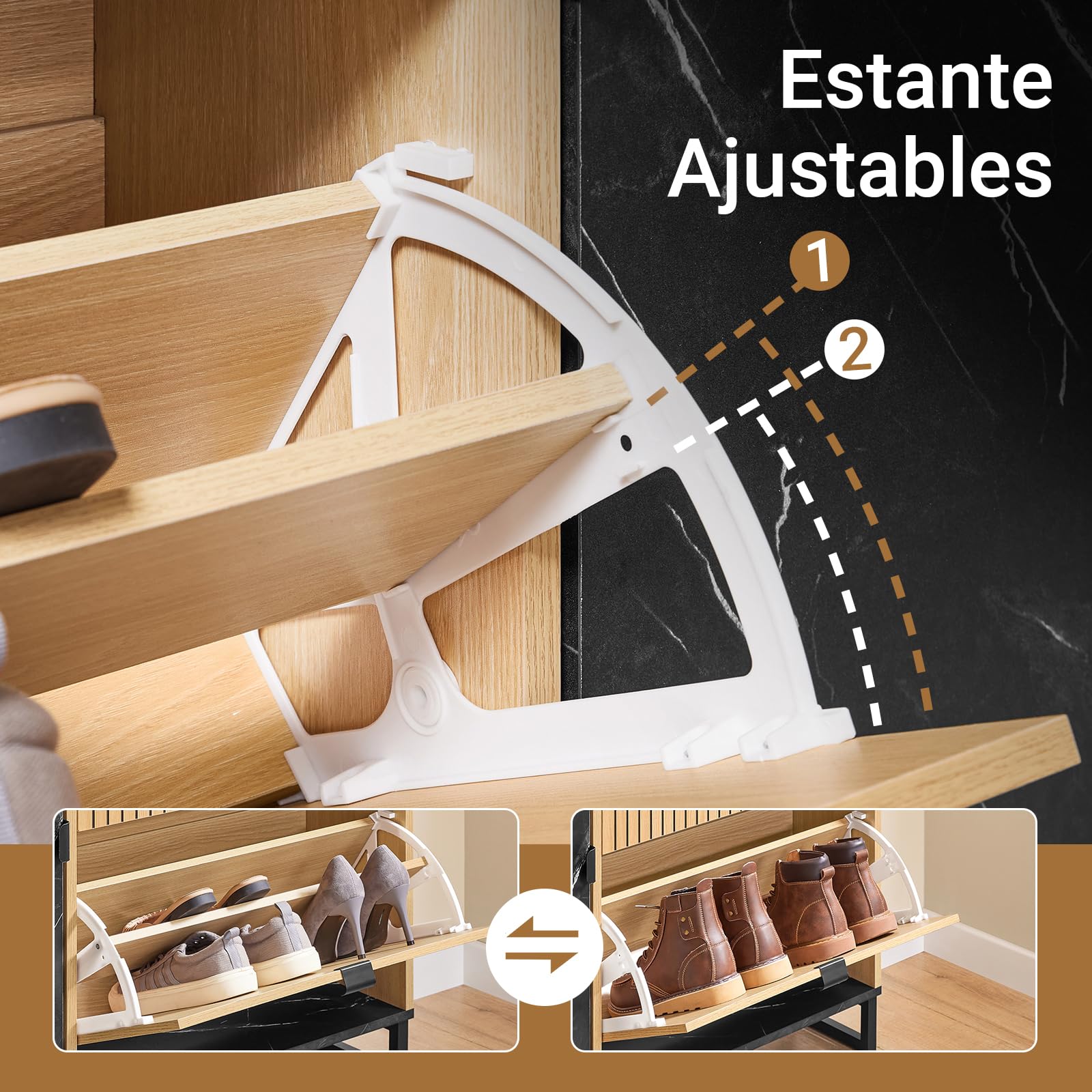 SoBuy Zapatero Entrada Recibidor Estrecho con Cajones Abatibles y Armario Lateral, Mueble Recibidor Estilo Nórdico, Ahorra Espacio - Negro y Roble Claro, 90x24x88cm, Carga 60KG - FSR203-N
