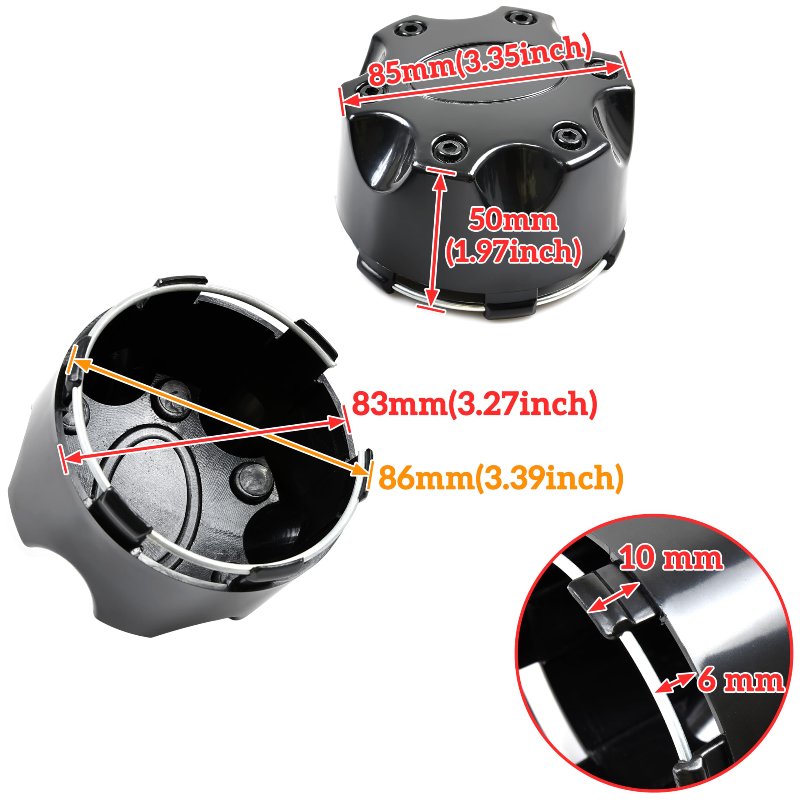 Black Rim Center Caps KATIMOTO Flat Center Cap For Polaris RZR ACE Ranger General Sportsman, Black Tire Wheel Hub Caps Center Covers For Polaris Ranger RZR 800 900 XP 4 Ranger RZR