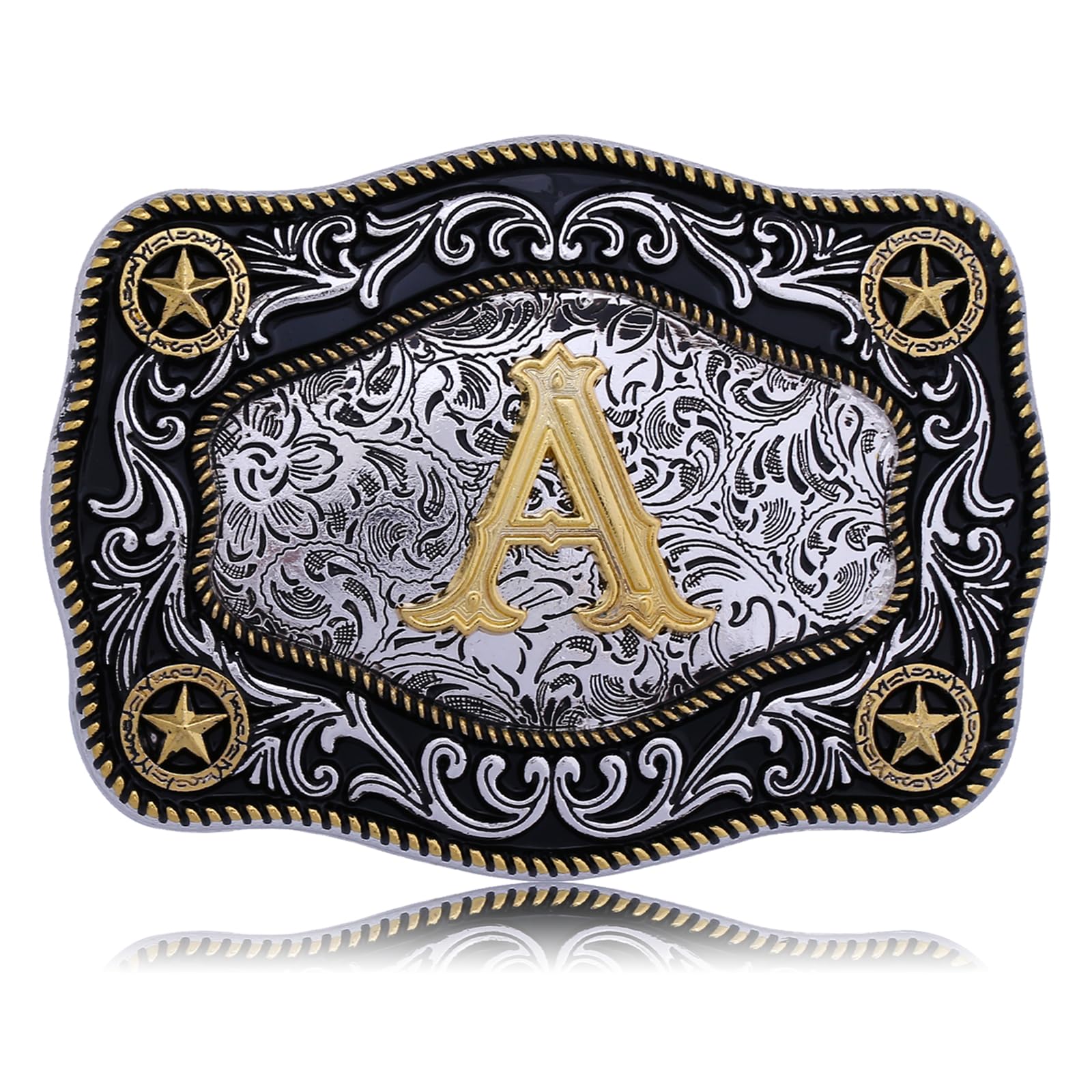 Western Belt Buckle Initial Letters ABCDJMR to Z Large Gold Cowboy Belt Buckle Cowboy Belt Buckles for Men Women