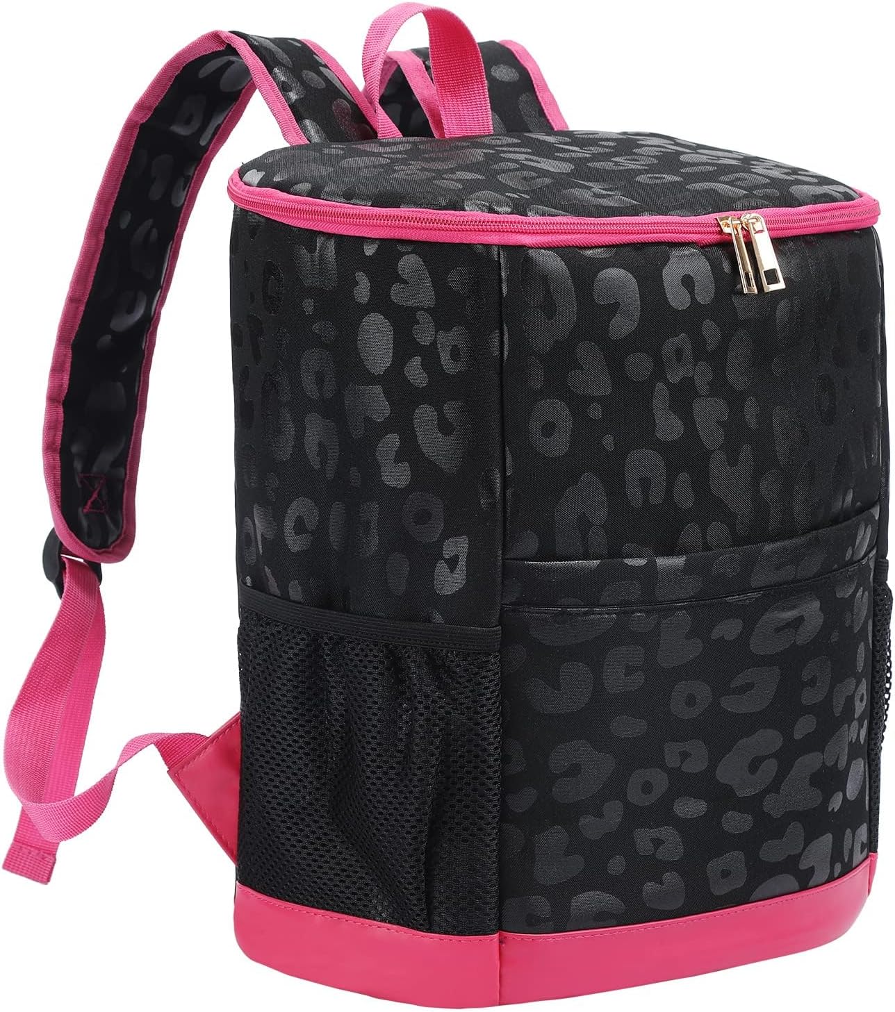 Leopard Camping Cooler Backpack Ice Chest Lunch Backpack 24 Cans Insulated Leak Proof Soft Beach Cooler Bag for Men Women Camping Hiking Picnic Travel Summer
