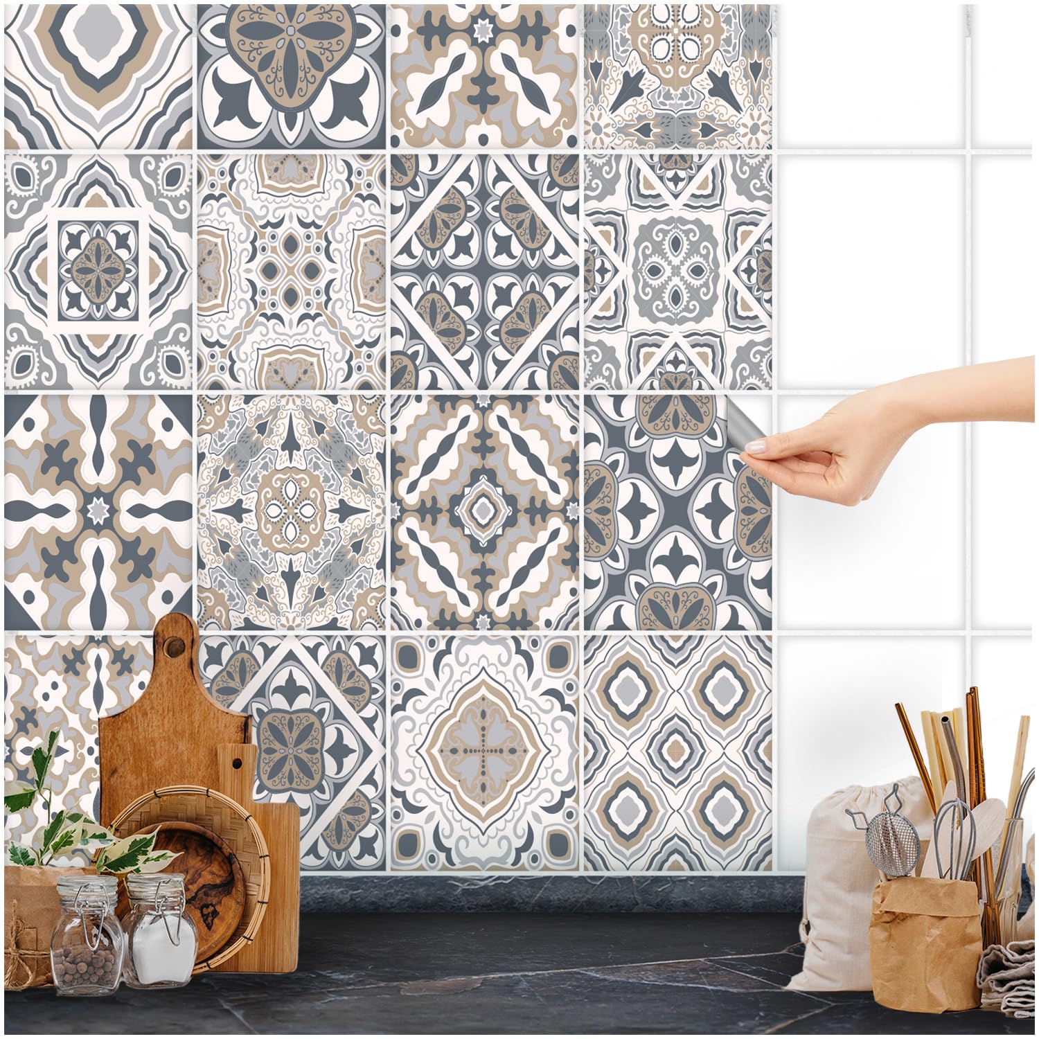 Autocollants Carrelage FoLIESEN - Patchwork Déco Pour Salle De Bain Et Cuisine